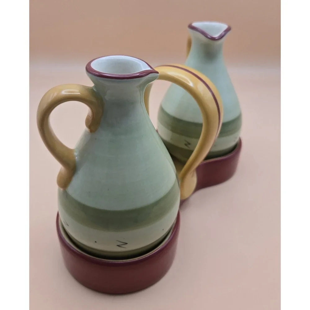 Cruets With‎ Stand Oil And Viniger 3 Piece Ceramic Pfaltzaraff